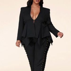 Plus Size Black & Gold Suit Set
